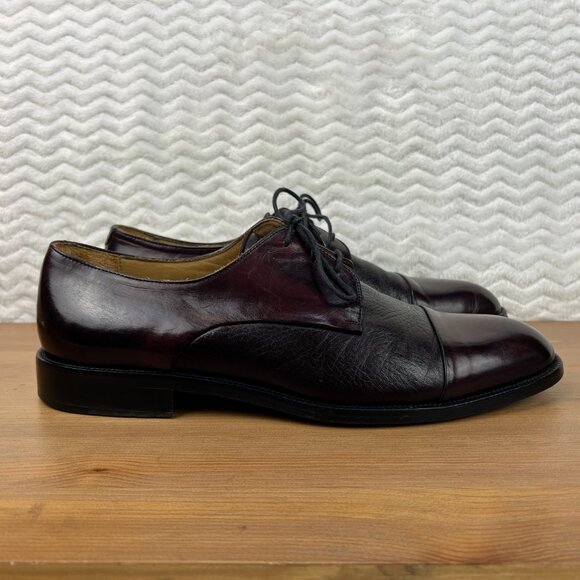 JOHNSTON & MURPHY CELLINI DEERSKIN CAPTOE Derby SIZE 9.5 M - MADE IN ITALY - Picture 2 of 14